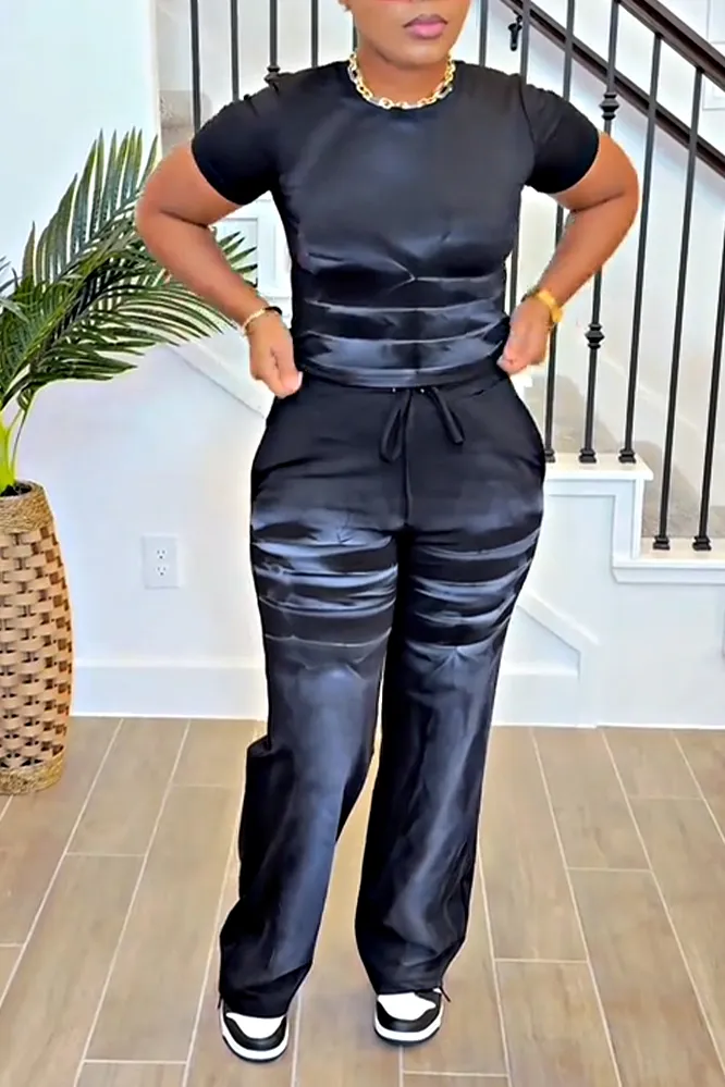 Women's gradient color short sleeved and pants two-piece set