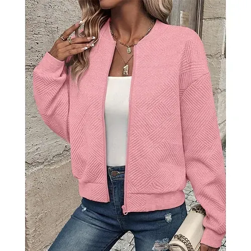 Women's Texture Sweatshirt Waffle Sweatshirt  Pullover Hoodie Sweatshirt Plain Streetwear Casual Long Sleeve Hooded Regular Tops Street Holiday Going out Buttons Black White Pink Wine Fall Winter