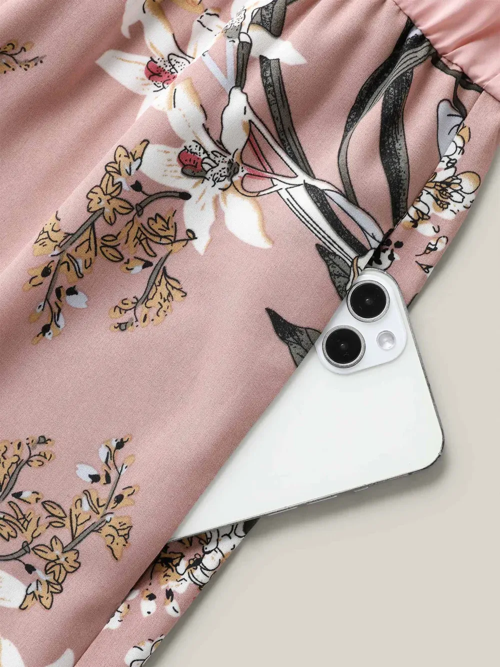 Large Flower Print Spliced Wide-Leg Jumpsuit