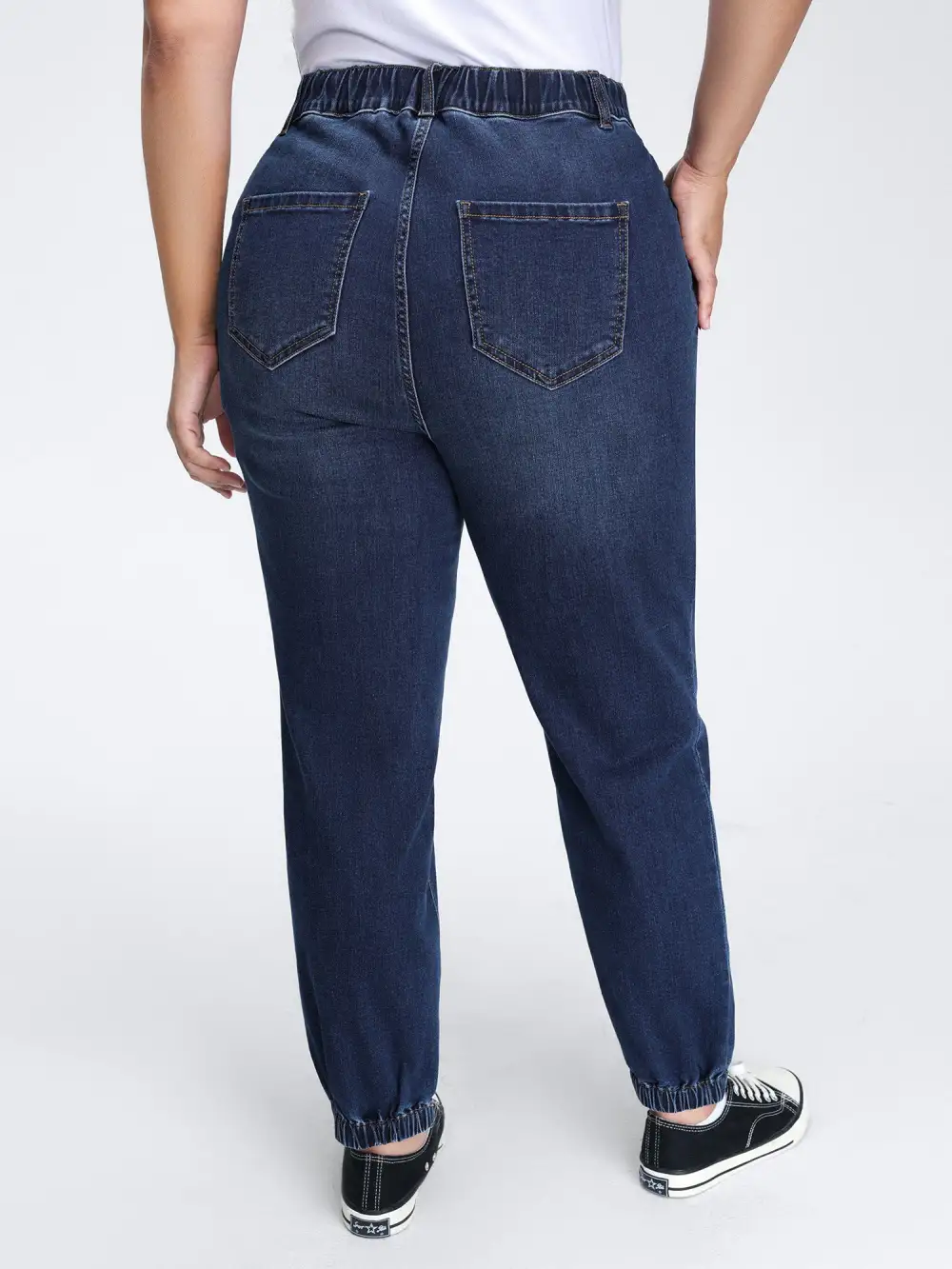 Stretchy Drawstring Cuffed Jogger Jeans