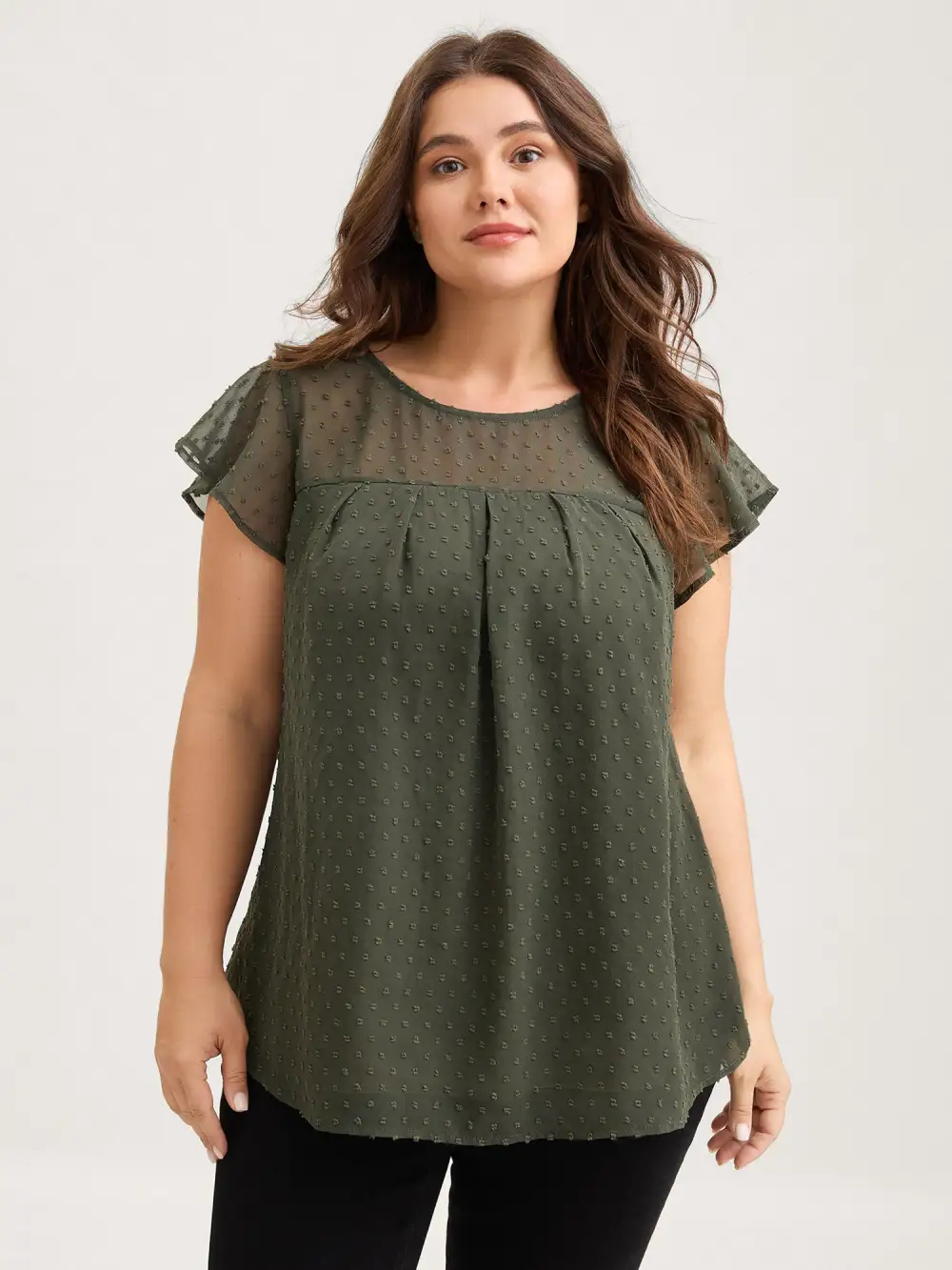 Textured Bust-Ease Ruffled Sleeve Blouse