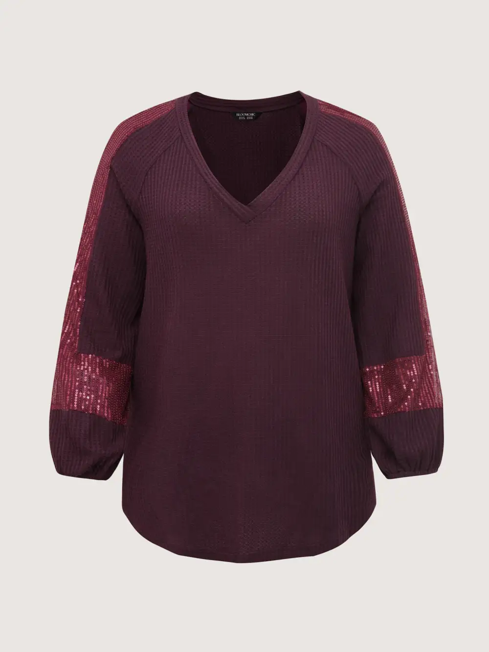 Textured Curvy Hem Relaxed-Fit Spliced T-Shirt