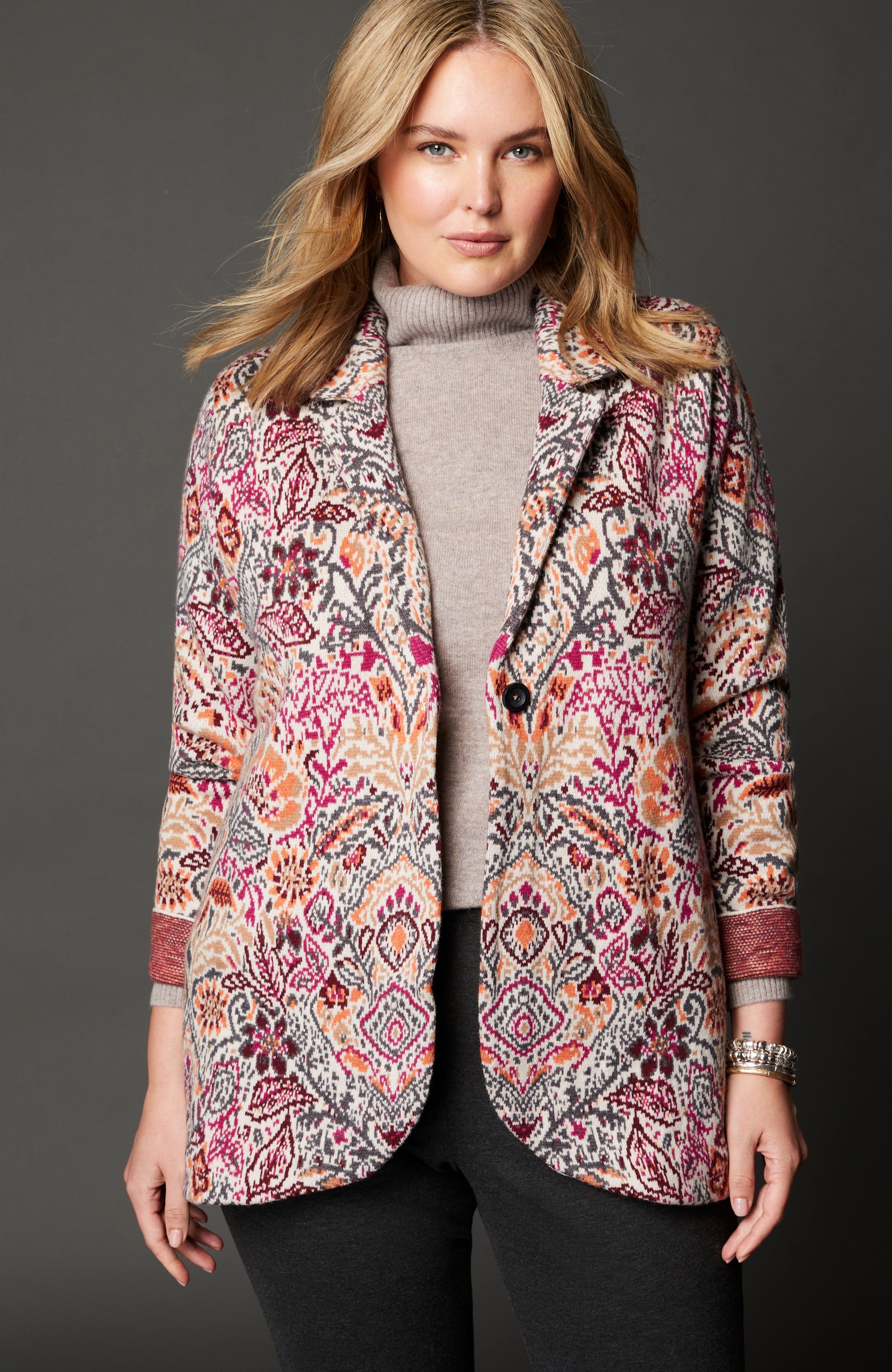 Jacquard Sweater Blazer