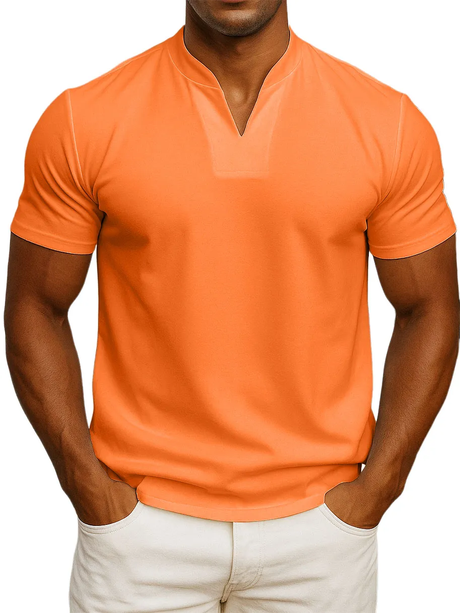 Men's V-neck Fitness Short-sleeved Fitness T-shirts