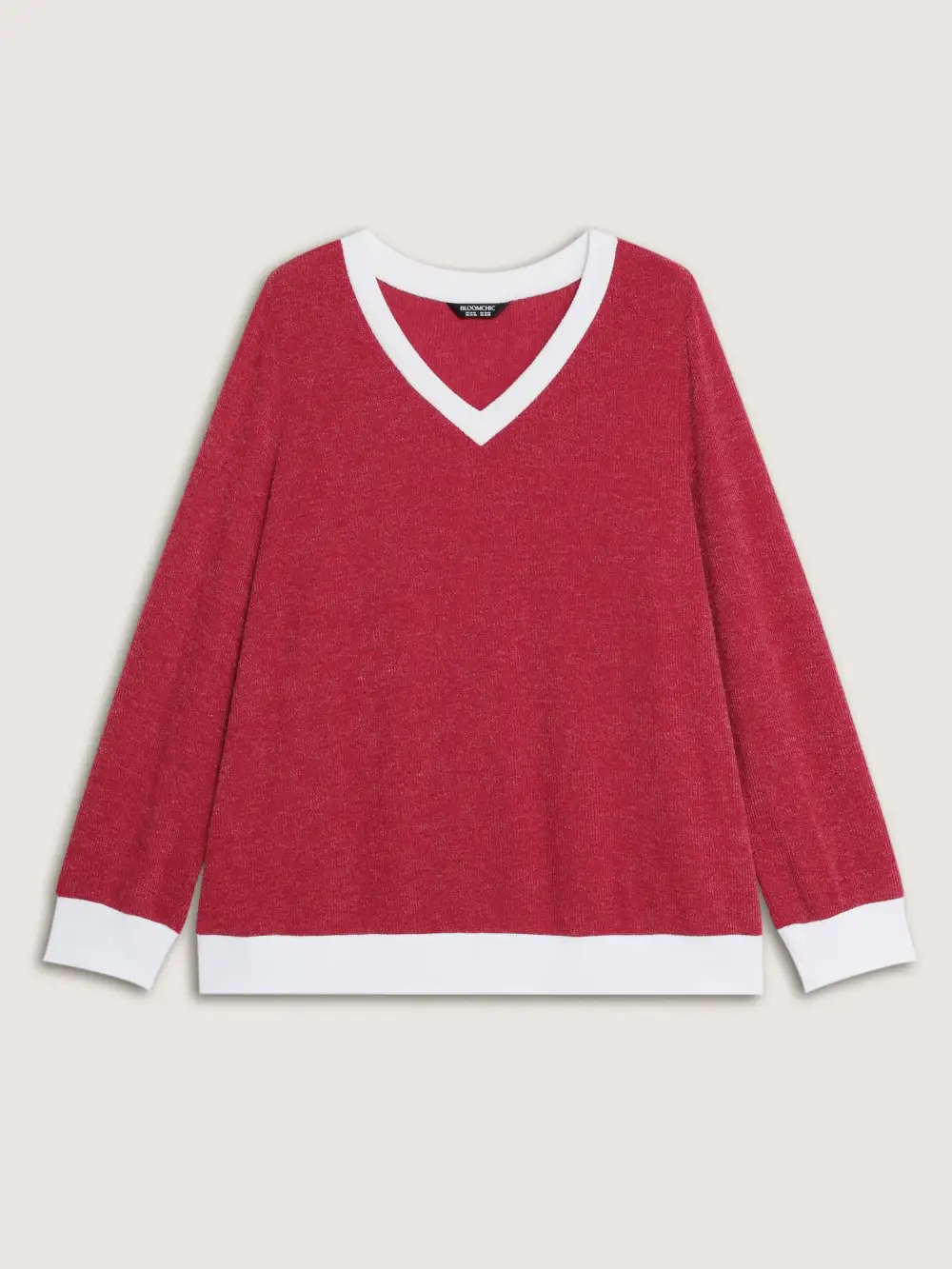 Faux-Wool Color Contrast Sweatshirt