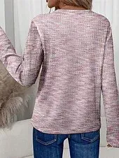 Women's Sweater Pullover Fashion Solid Color Ribbed V Neck Knitted Long Sleeve Regular Tops Knit Holiday Going out Weekend Pink Fall