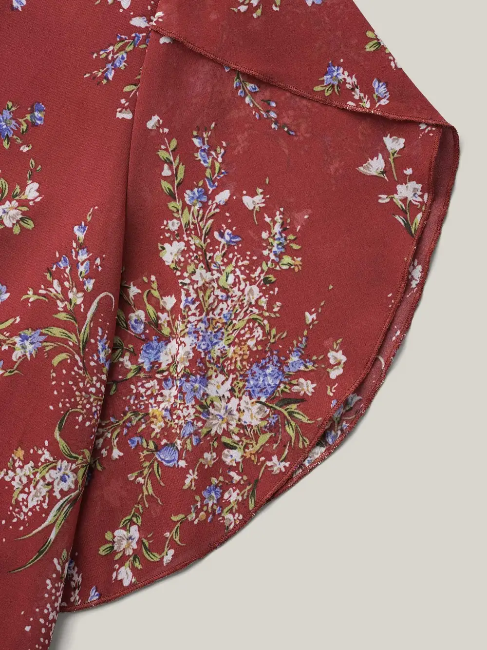 Floral Print Petal Sleeve Layered Blouse