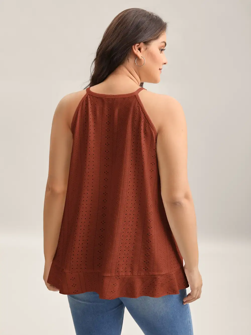 Textured Knit Overlap Hem Tank Top