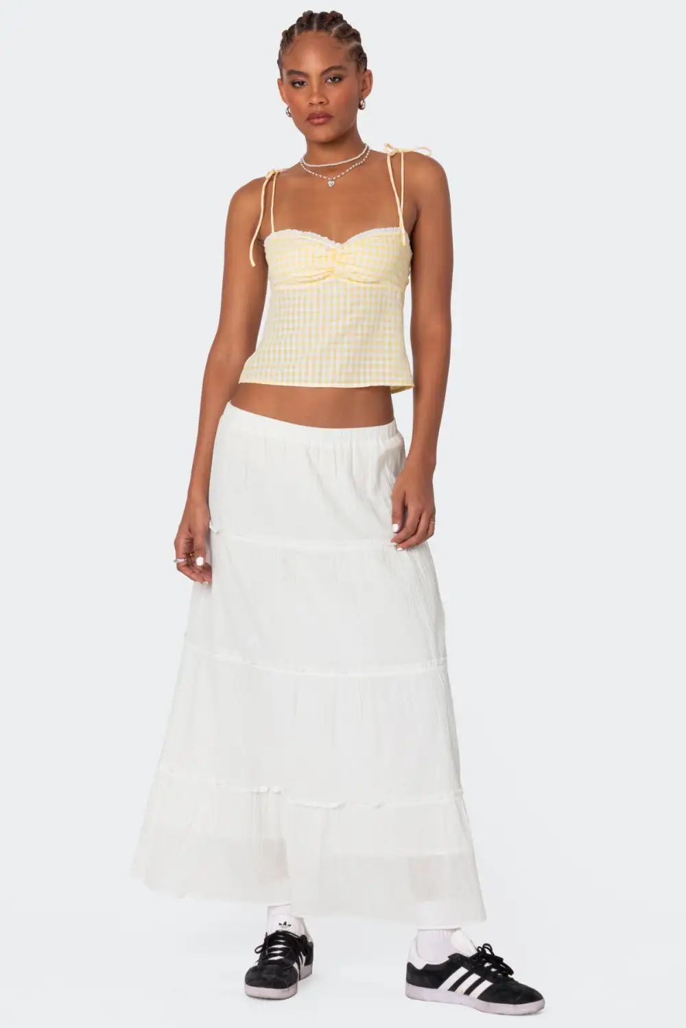 Billie Open Tie Back Gingham Top