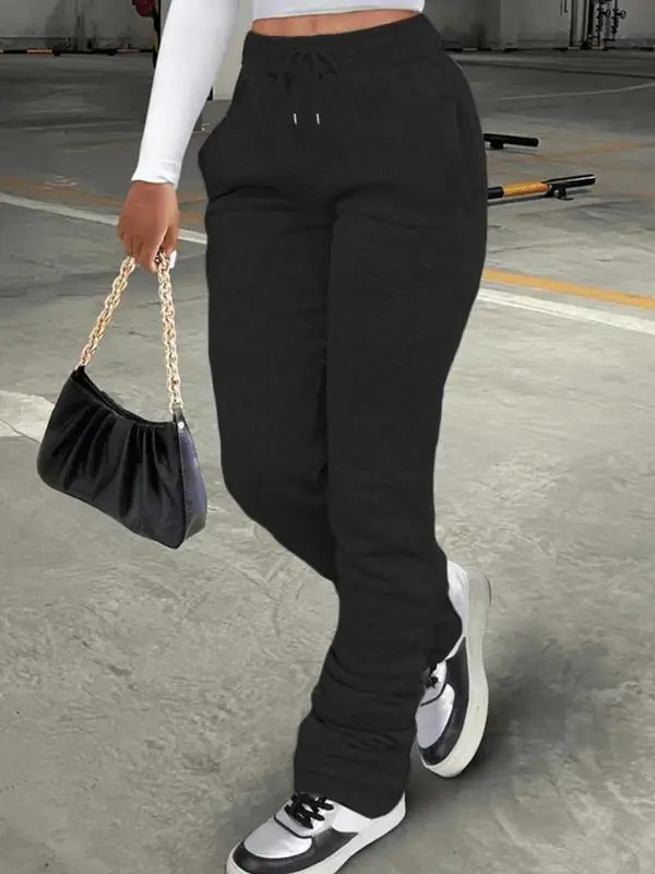 Women's Plain Drawstring Waist Sweatpants