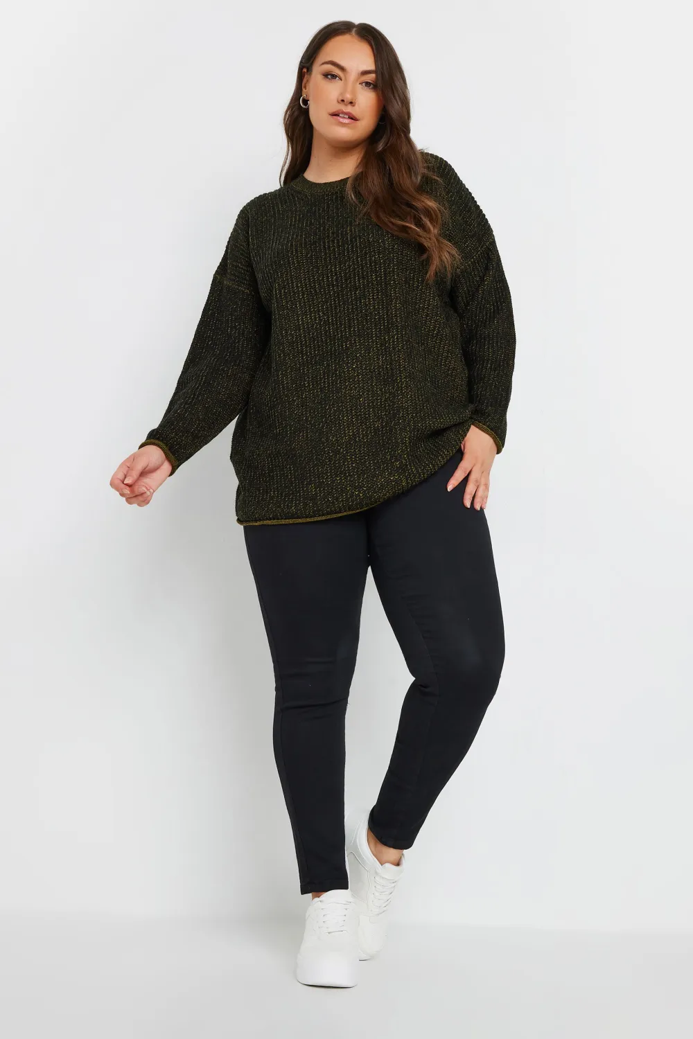 YOURS Curve Navy Blue Drop Shoulder Knitted Jumper