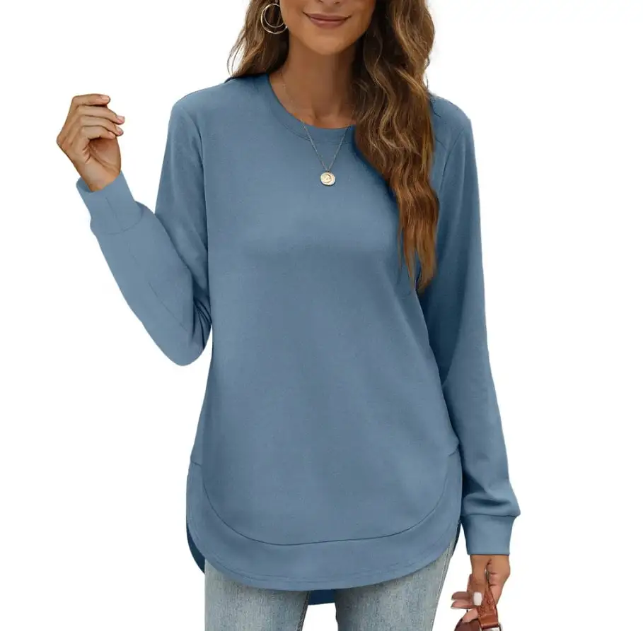 ⏰Hot Sale-Women's Sweatshirt Crewneck Curved Hem