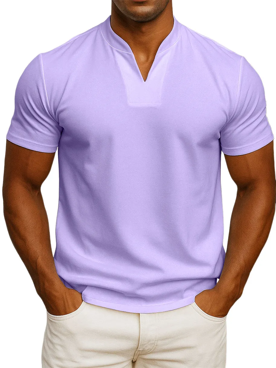 Men's V-neck Fitness Short-sleeved Fitness T-shirts