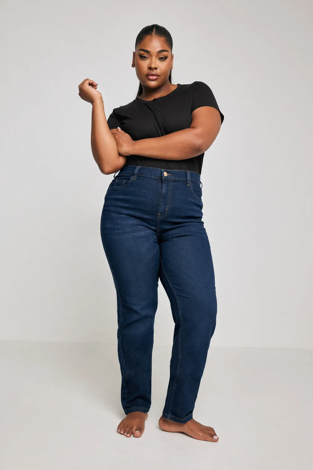 YOURS Curve Mid Blue Straight Leg RUBY Jeans