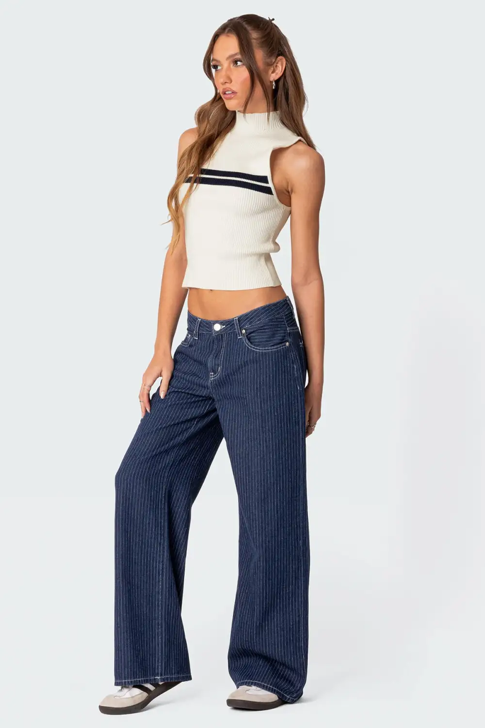 Pinstripe Low Rise Jeans
