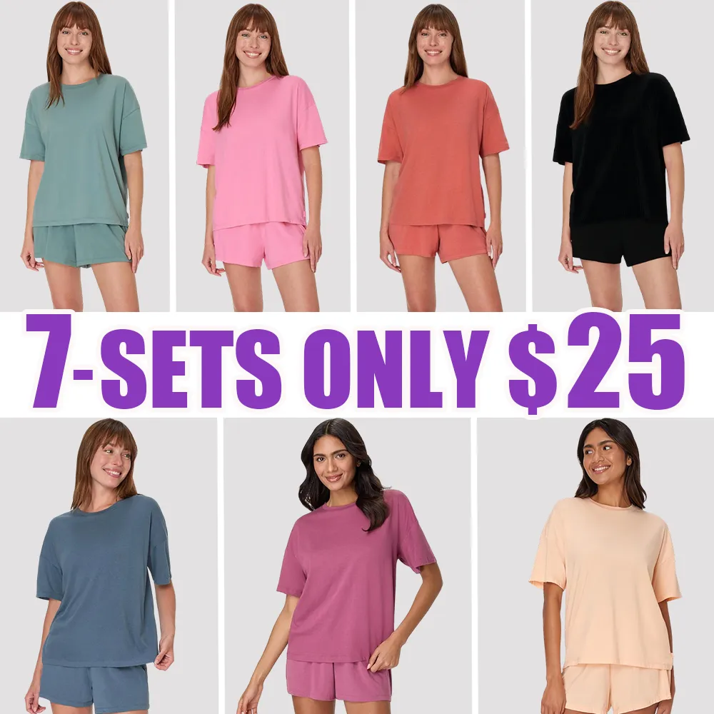 2 Piece Lounge Set, Comfywear SuperSoft Boxy T-Shirt & Sleep Shorts Loungewear Women's