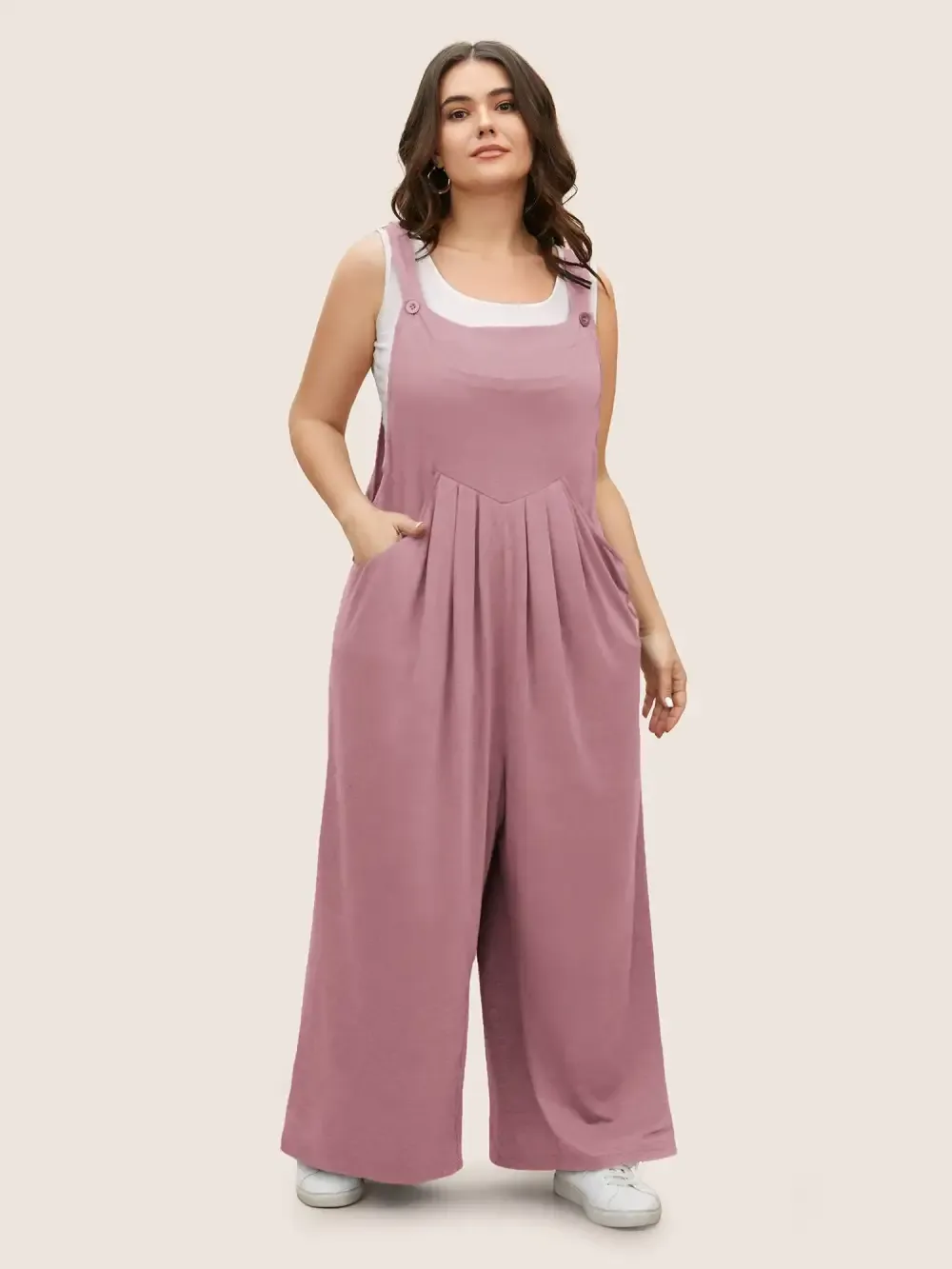 Supersoft Essentials Solid Pleated Pocket Jumpsuit