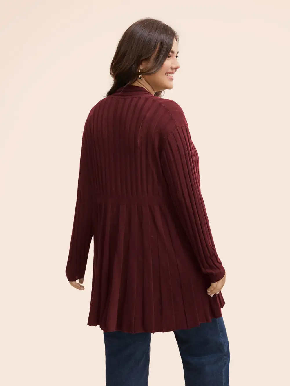 Plain Textured Kimono Collar Cardigan