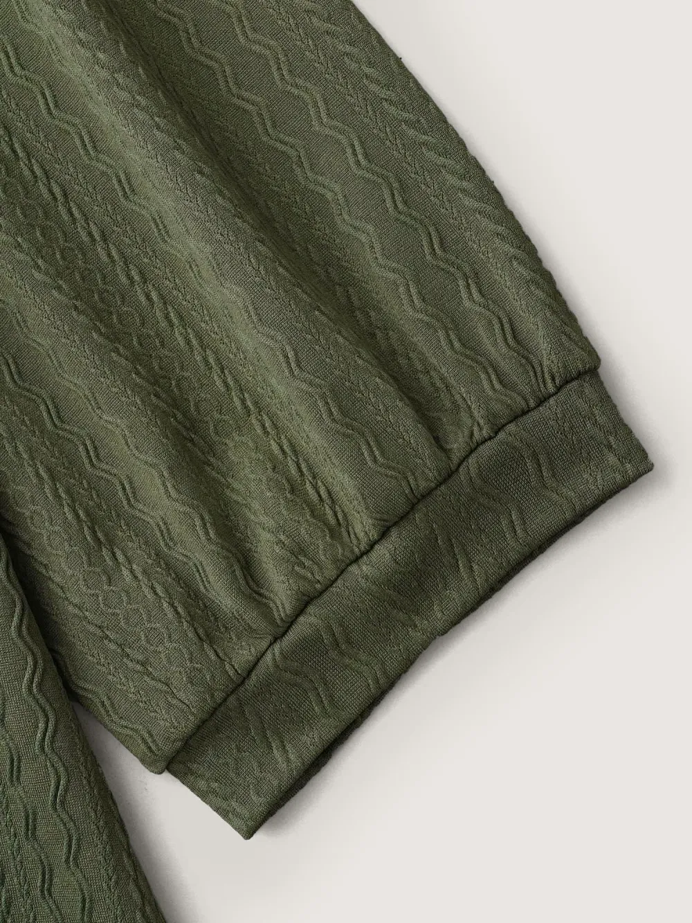 Plain Knit Texture Gathered Top