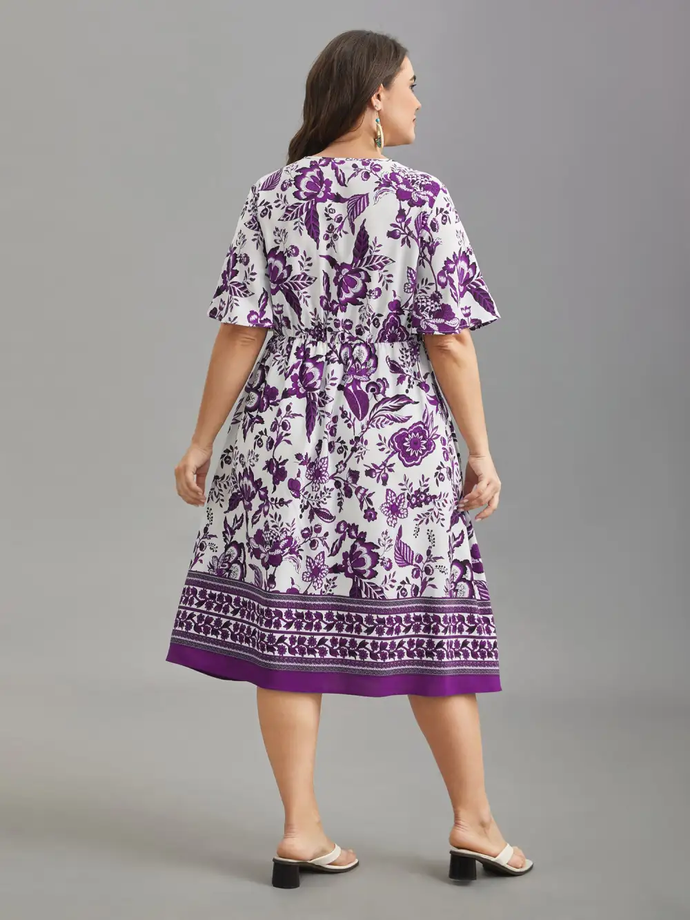 Floral Print Wrap-Neck Pocket Midi Dress