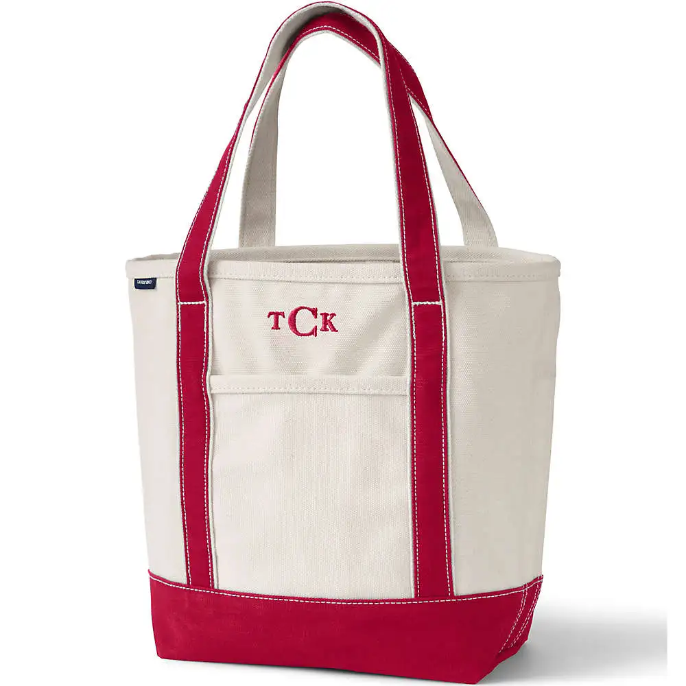 Medium Natural 5 Pocket Open Top Canvas Tote Bag