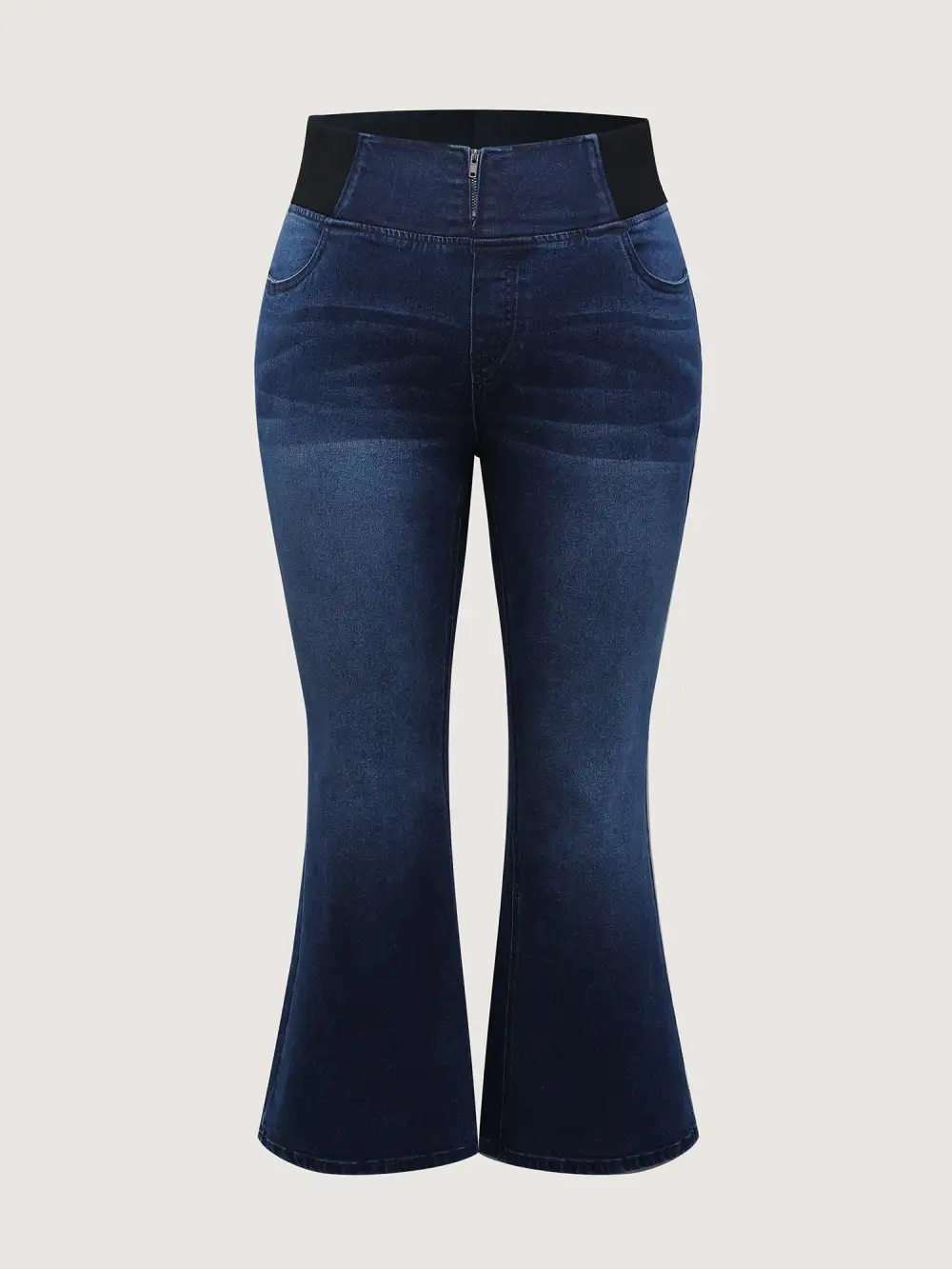 Stretchy Waist Flared Hem Jeans