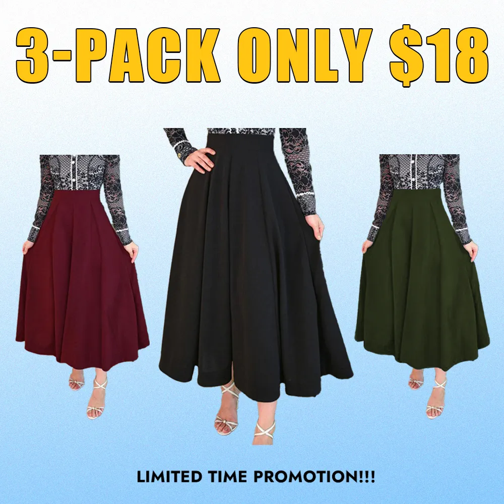 Women’s Pleated A-Line Skirt-High Waist, Zipper Back, Elegant Office Wear