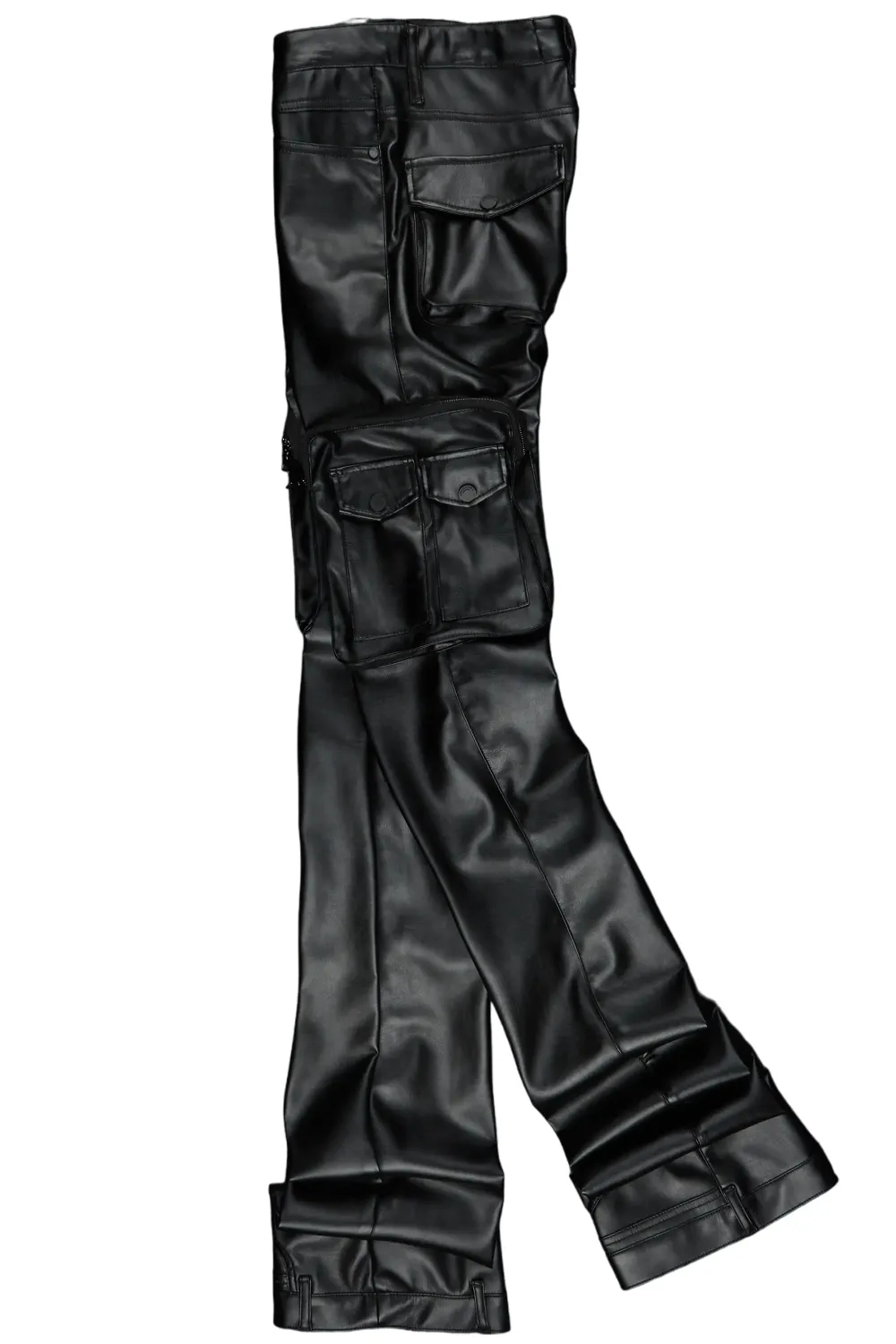 Sutton Black Faux Leather Super Stacked Jean