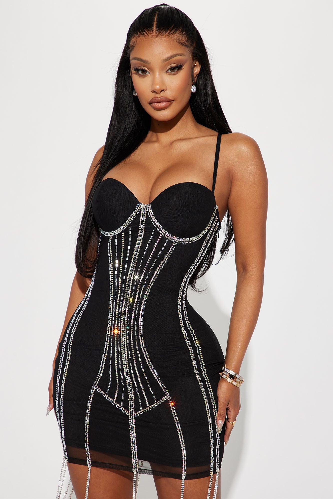 Show Me A Dance Embellished Mini Dress - Black