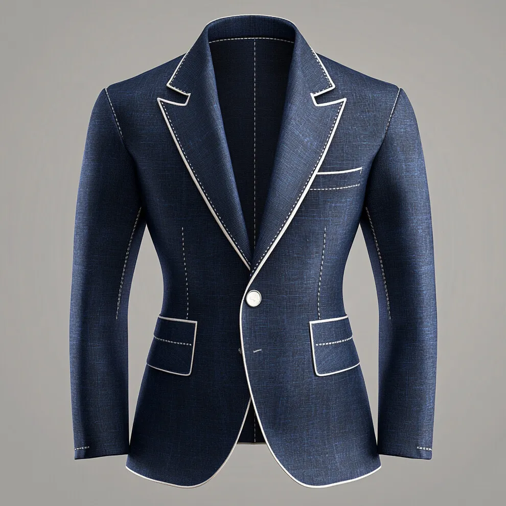 Men's Peak Lapel Long Sleeve Two Button Contrast Stitch Blazer