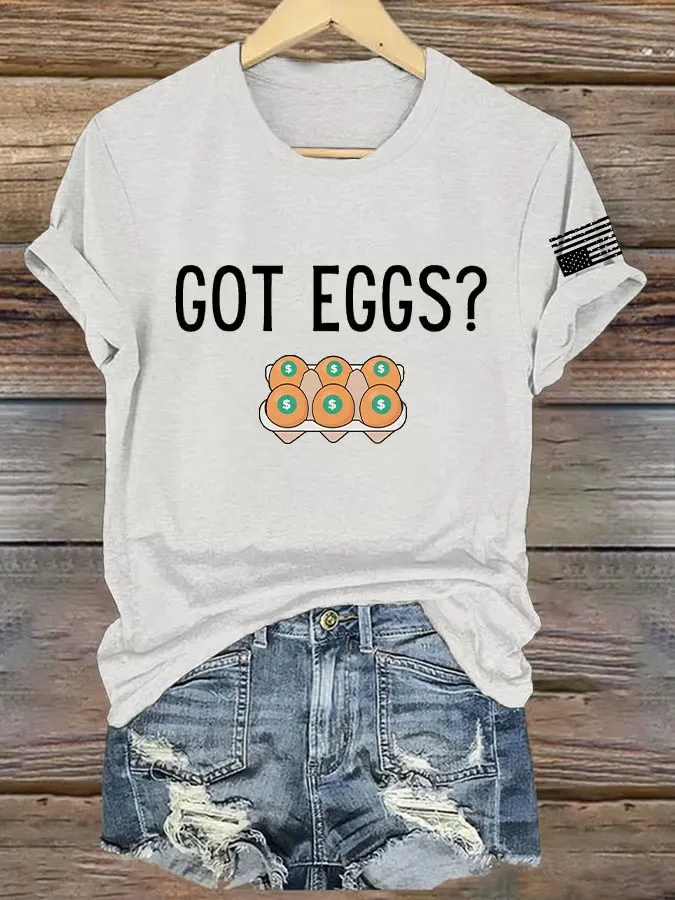 Women'S T-Shirt Women'S Retro Got Eggs? Print T-Shirt