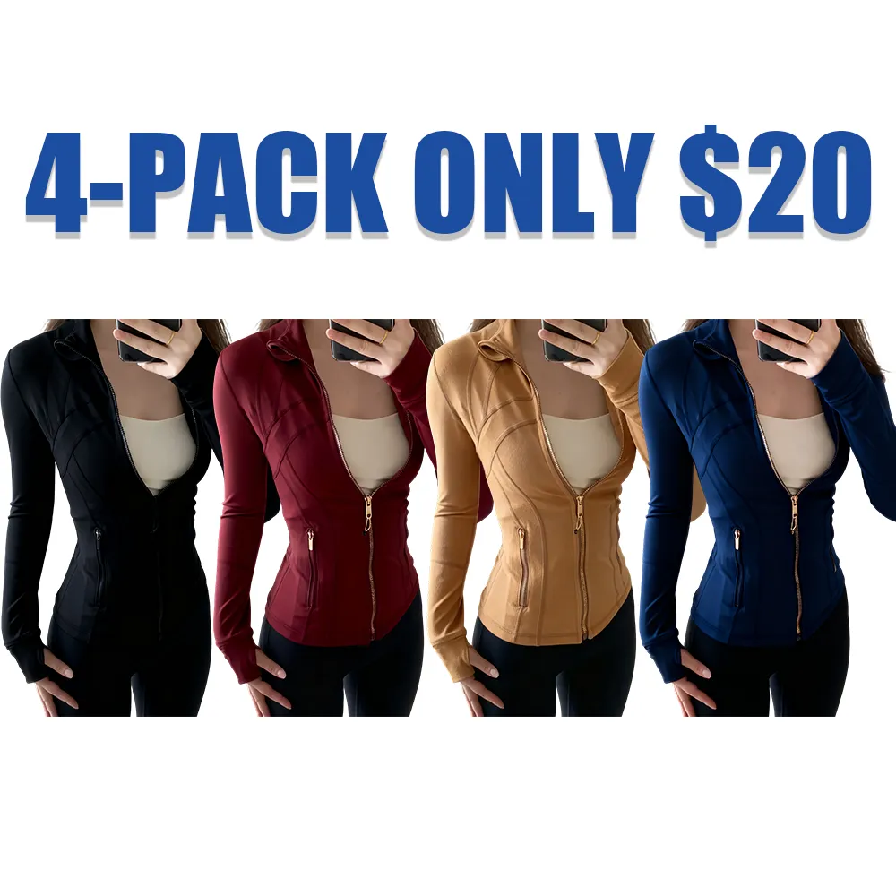Gold-Zipper Yoga Jacket: Sports Stand-Up Collar