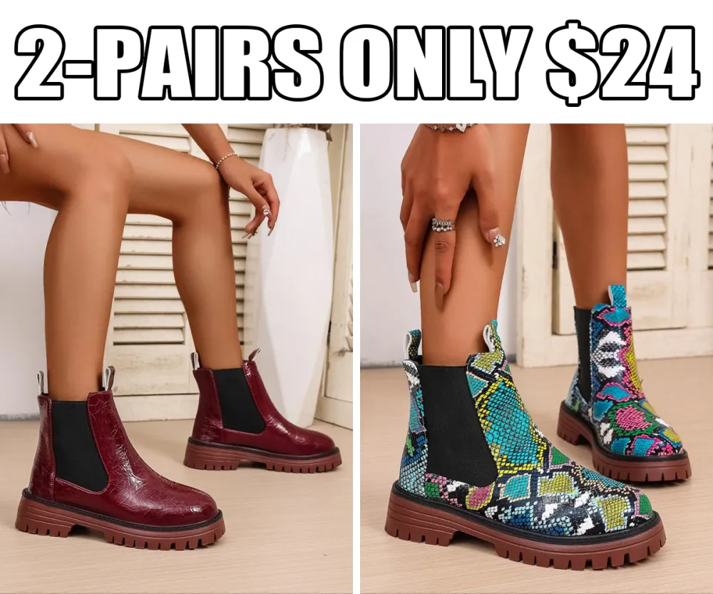 Chunky Sole Chelsea Boots for Women, Trendy High Heel Ankle Boots