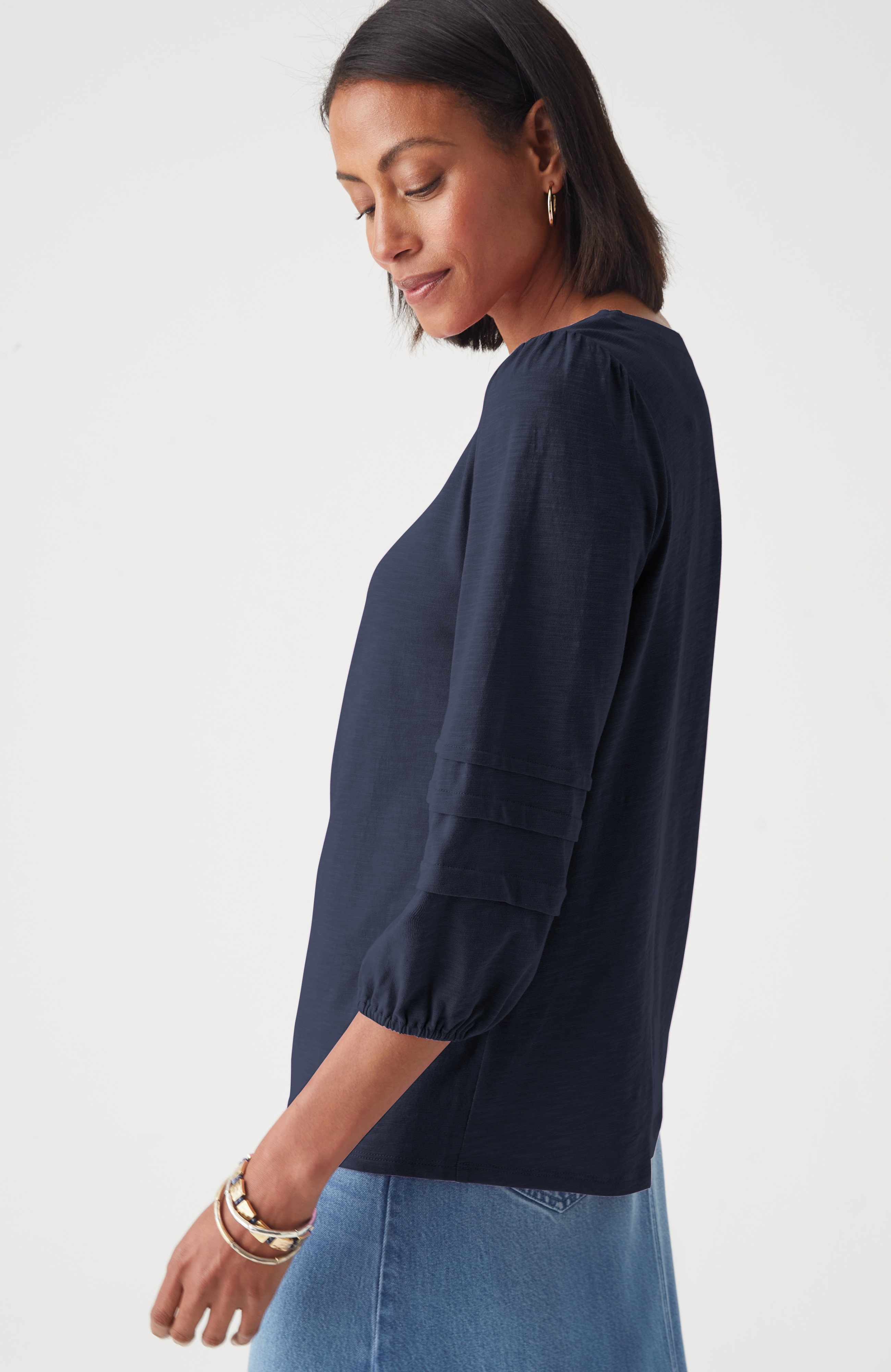 Pleated-Sleeve Tee