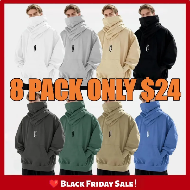 Black Friday-Unisex Oversize Ninja Double-Neck Cotton Hoodie with Pockets