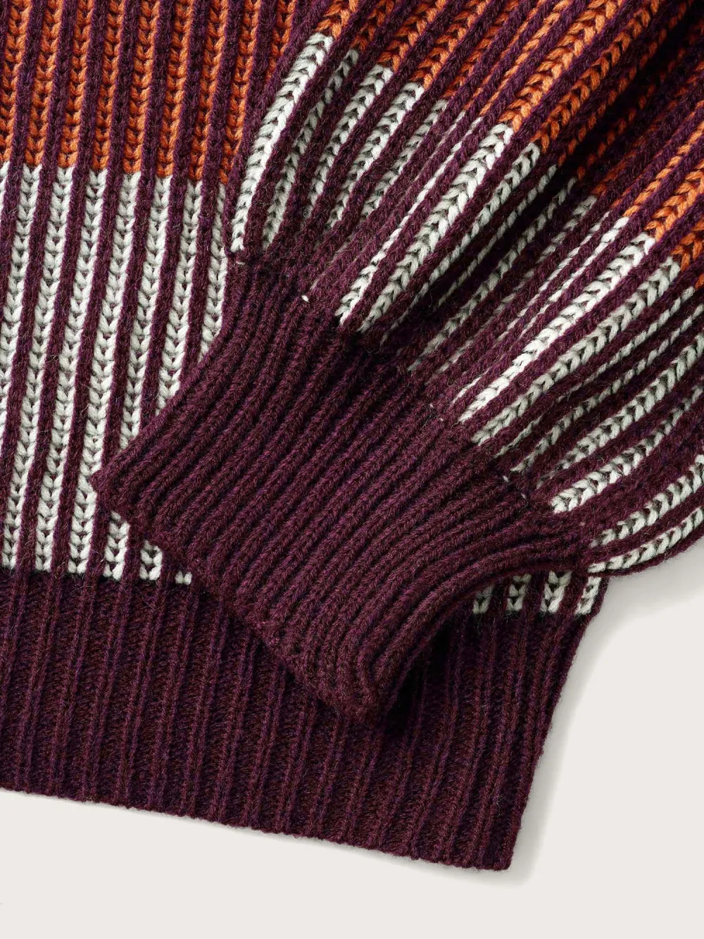 Textured Striped Contrast Patchwork Pullover