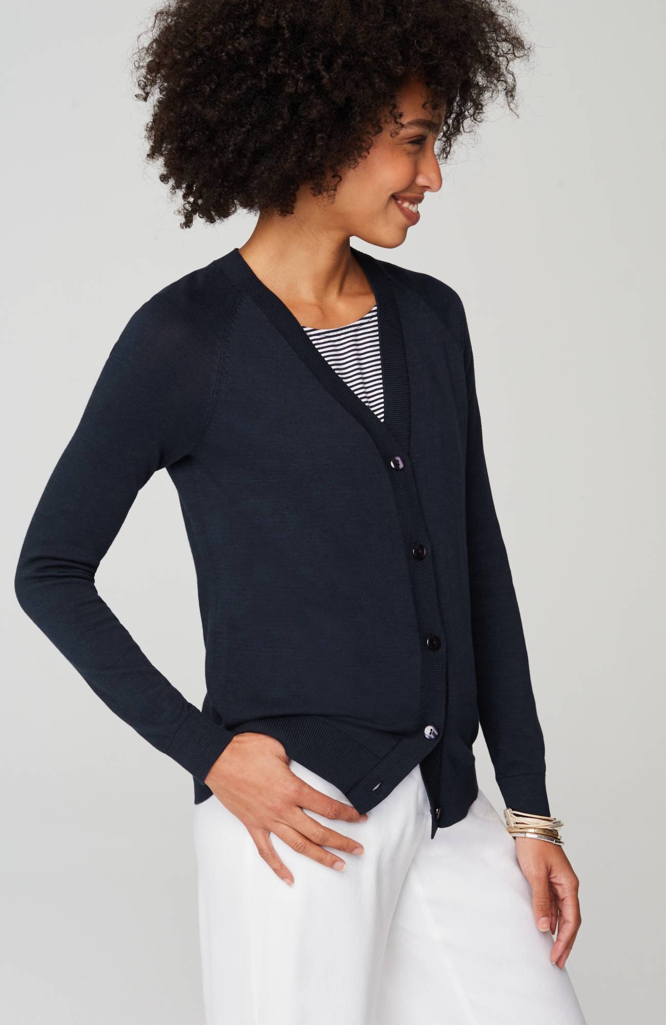 organically grown cotton v-neck cardi