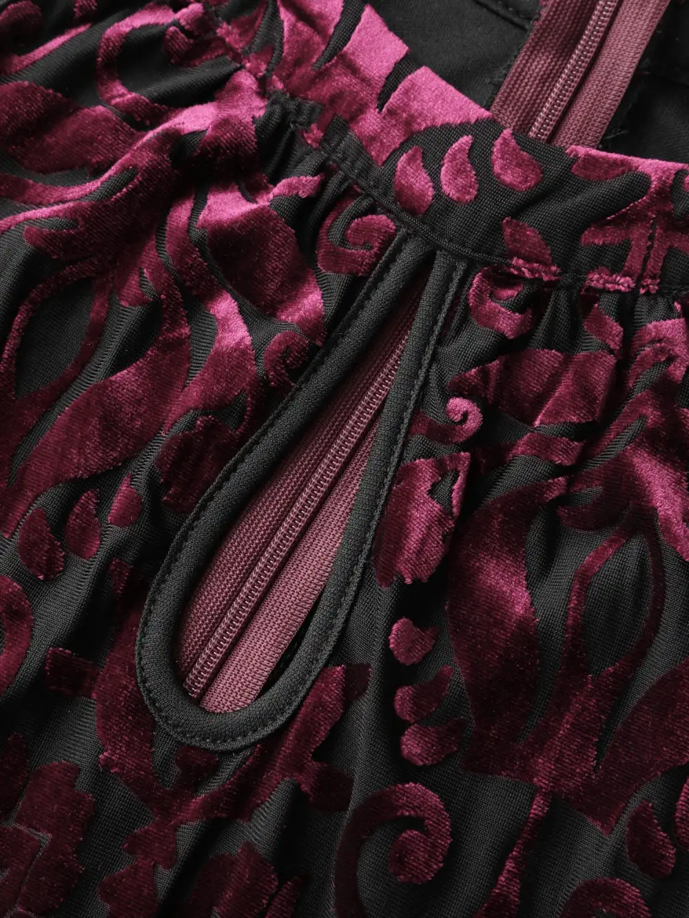 Velvet Laser Cut Lined Wide-Leg Jumpsuit