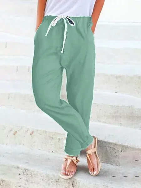 Women Casual Linen & Cotton Straight Pant