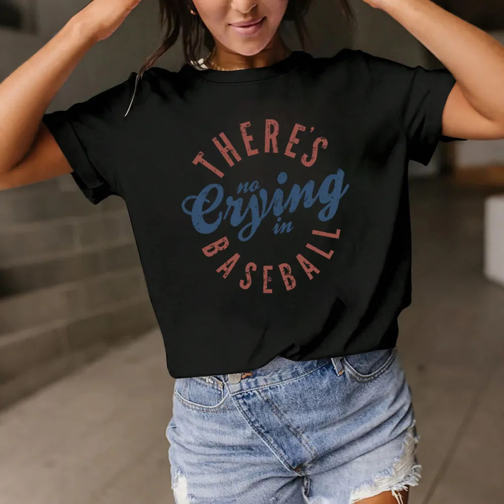 There'S No Eying In Baseball Printed Round Neck Short Sleeve T-Shirt