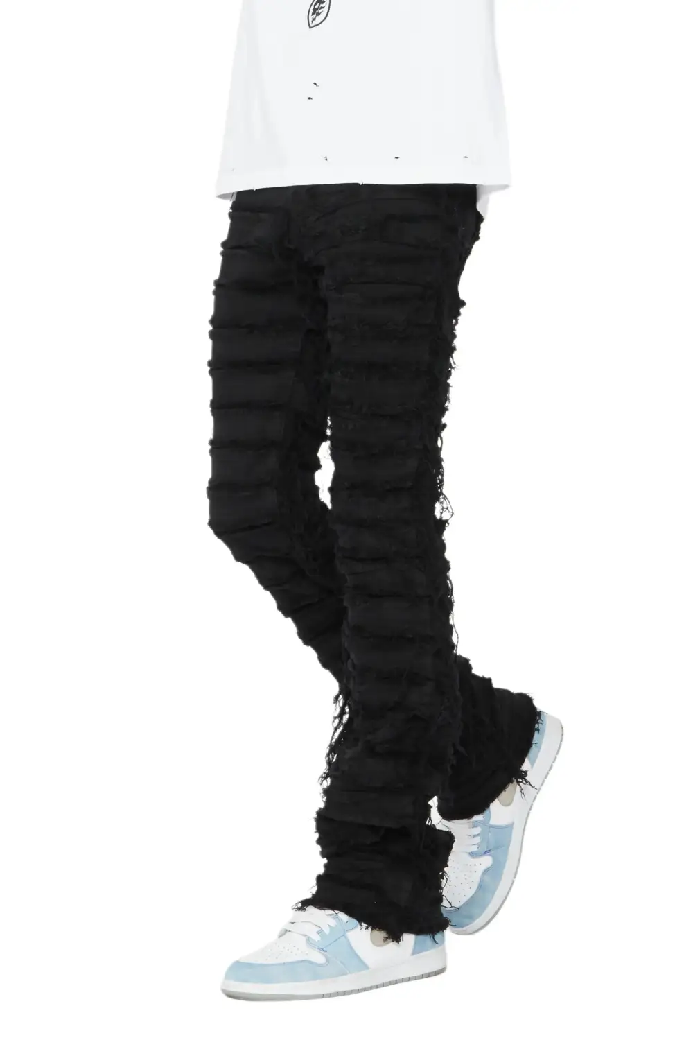 Cassius Black Stacked Flare Jean