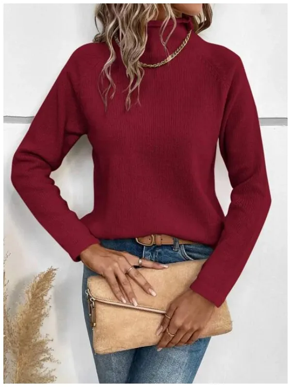 High Neck Raglan Sleeve Sweater