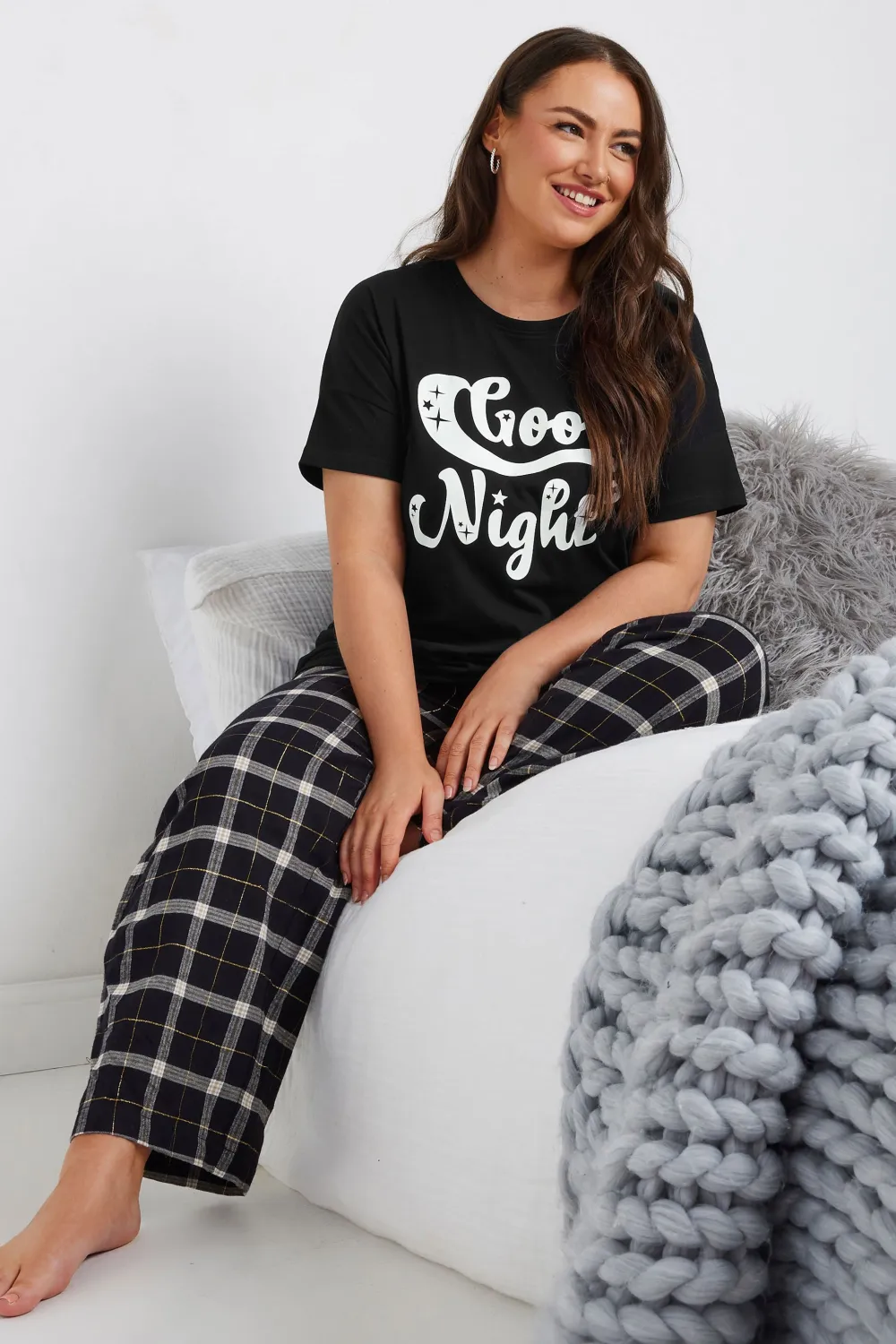 YOURS Curve Red Boyfriend Check Pyjama Bottoms