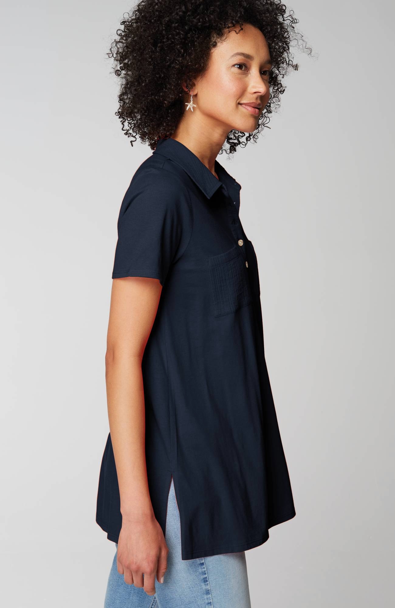 Cotton-Gauze Mixed-Media Tunic