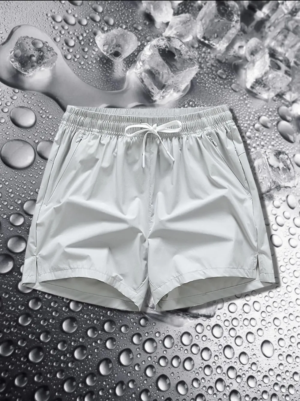 Men's Quick-Dry Athletic Shorts with Zipper Pockets – Breathable Split Hem Gym & Running Shorts for Summer