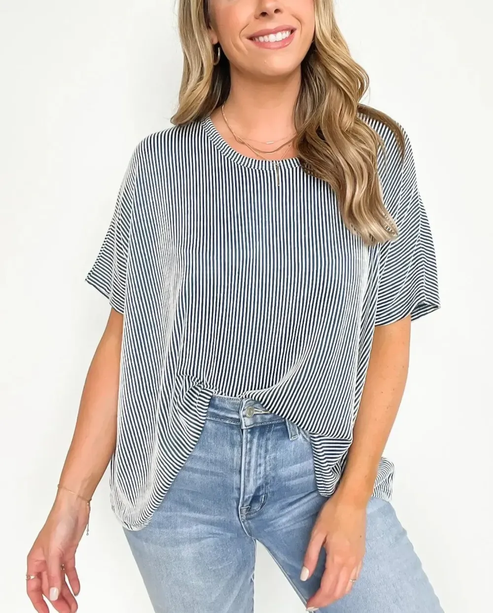 Hot Sale Two Tone Rib Knit Oversized Top