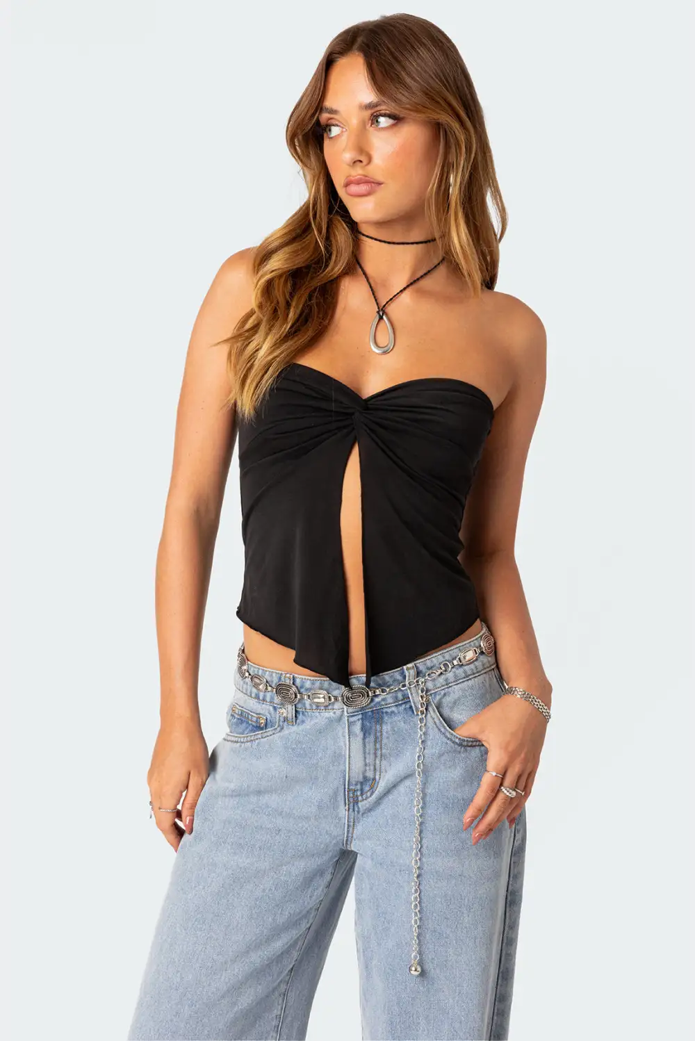 Twisted Split Front Tube Top