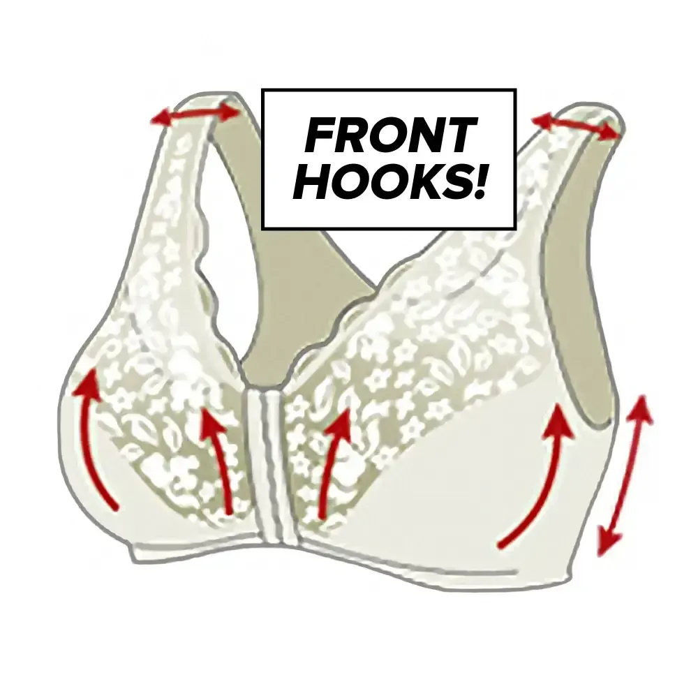 Front hooks, stretch-lace, super-lift, and posture correction �C ALL IN ONE BRA!