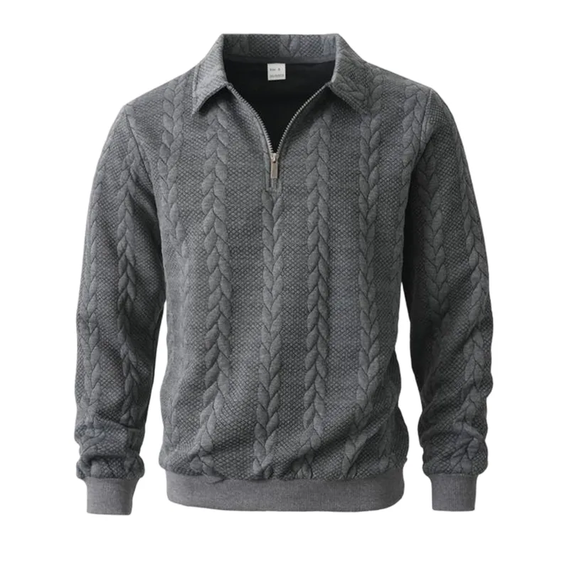 Men's Fall Winter Knitted Polo Neck Sweatshirt
