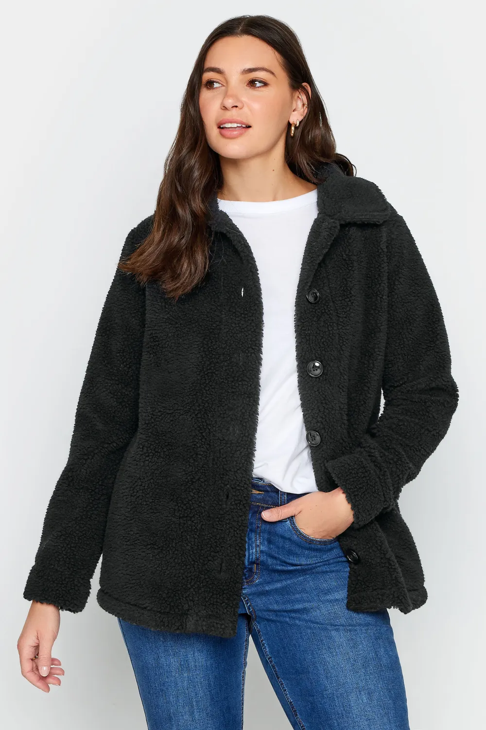 LTS Tall Black Teddy Fleece Jacket